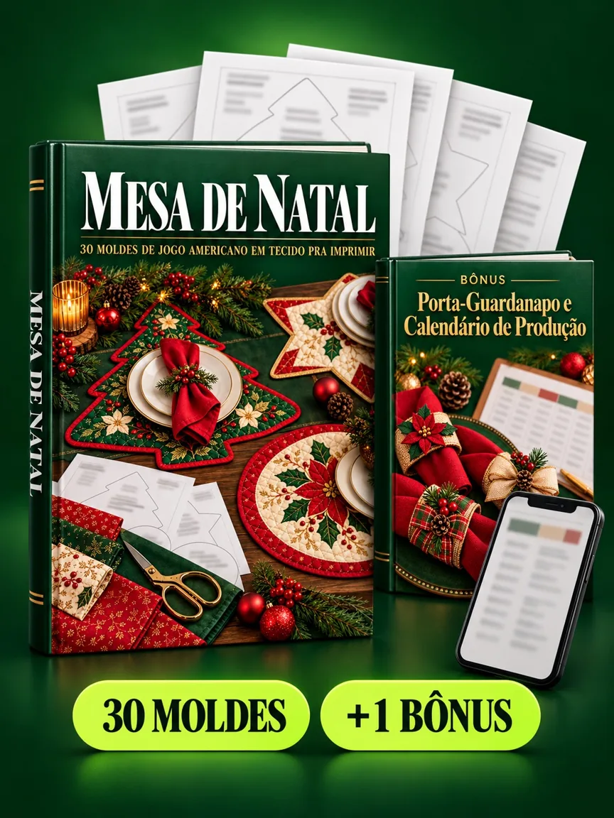 Montagem ilustrativa do Mesa de Natal: livro com a capa, páginas do material e celular e capas dos bônus