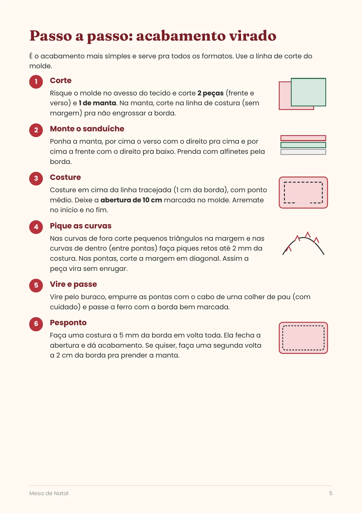 Página real do PDF Mesa de Natal: passo a passo de costura